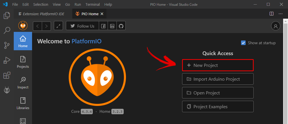 PlatformIO Create New Project