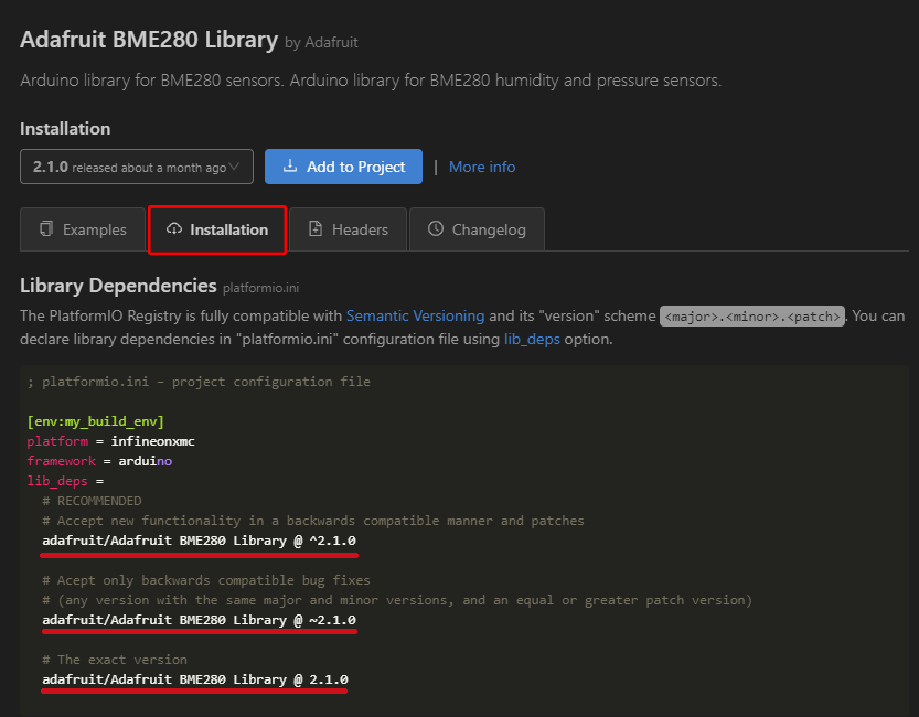 PlatformIO Library registry