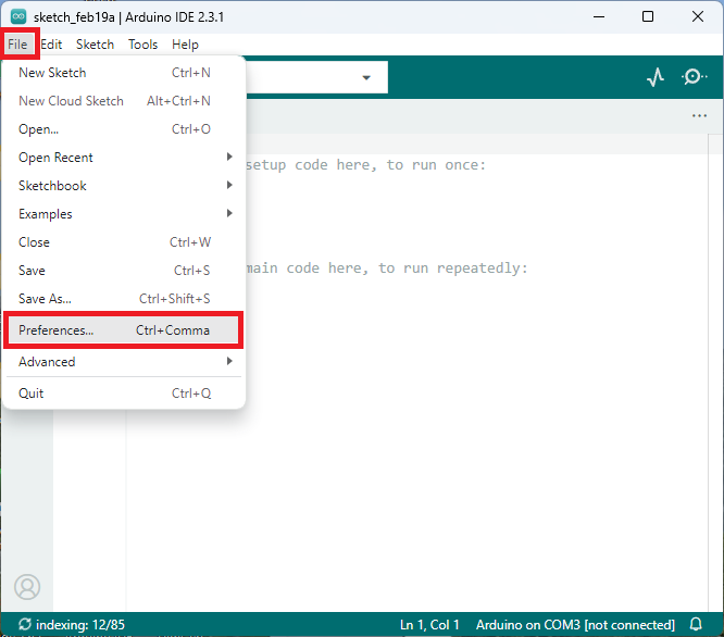 เมนู File > Preferences